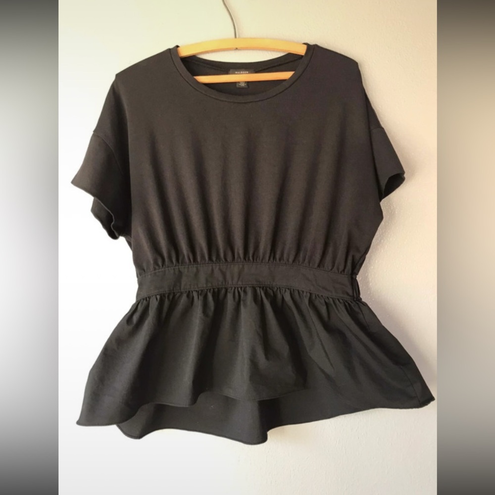 Halogen Black Peplum Short Sleeve T-Shirt
